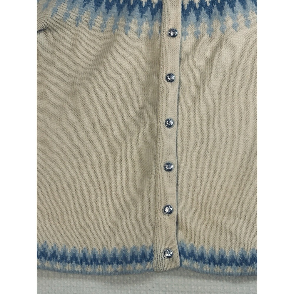 Handmade in Denmark‎ Wool XS (32" Chest) Fair Isle Cardigan Cream Blue Vintage - Picture 6 of 16